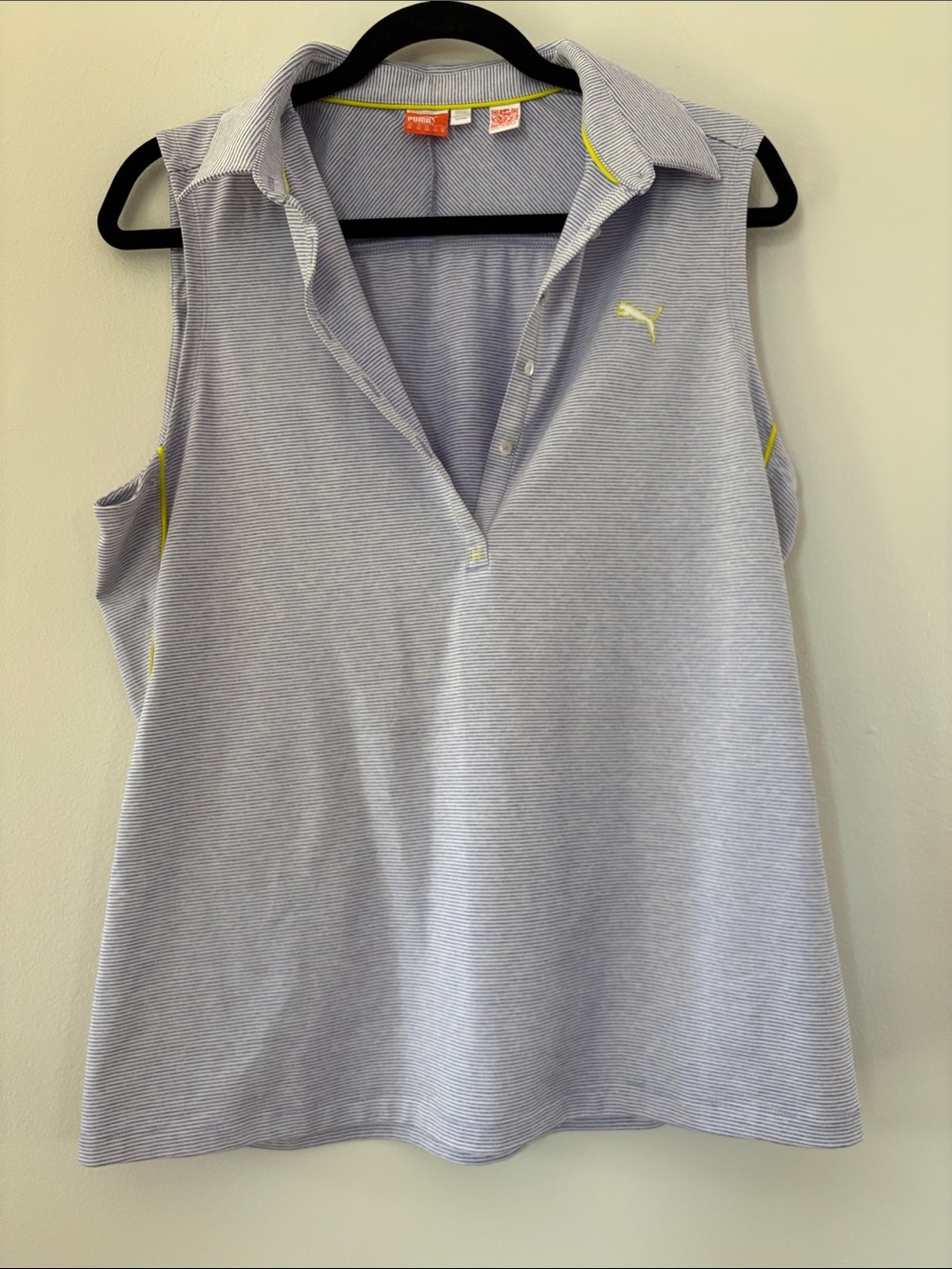 Puma Light Gray & Yellow Trim Sleeveless Golf Polo Tank